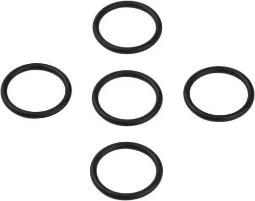 Fünf schwarze O-Ringe der Marke Bosch, kreisförmig und aus elastischem Material, zur Verwendung in verschiedenen Dichtungsanwendungen.